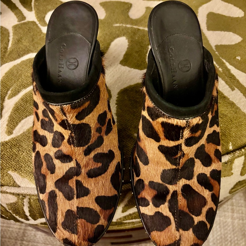 Cole Haan Leopard Skin Mules Size 5.5